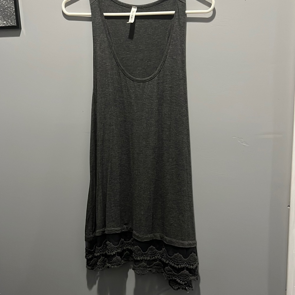 Grey long racer back tank